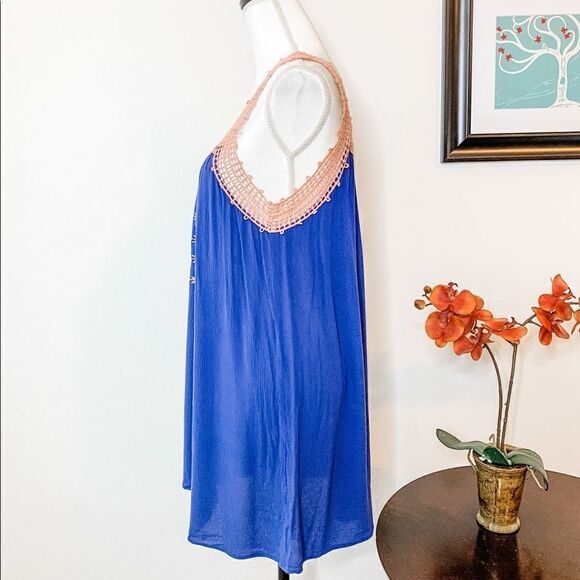 🍋 Kori • Blue Swing Dress w/Embroidered Detail - Picture 5 of 11